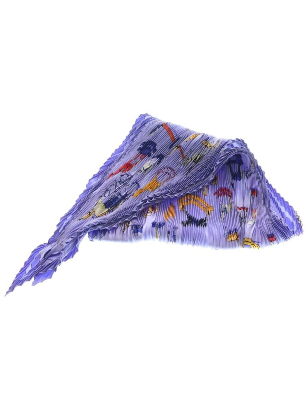 Hermes Pleated Carre Talking About Horses Scarf Purple
